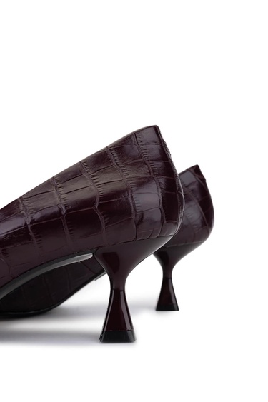  Tamer Tanca Kadın Hakiki Deri Bordo Topuklu Ayakkabı