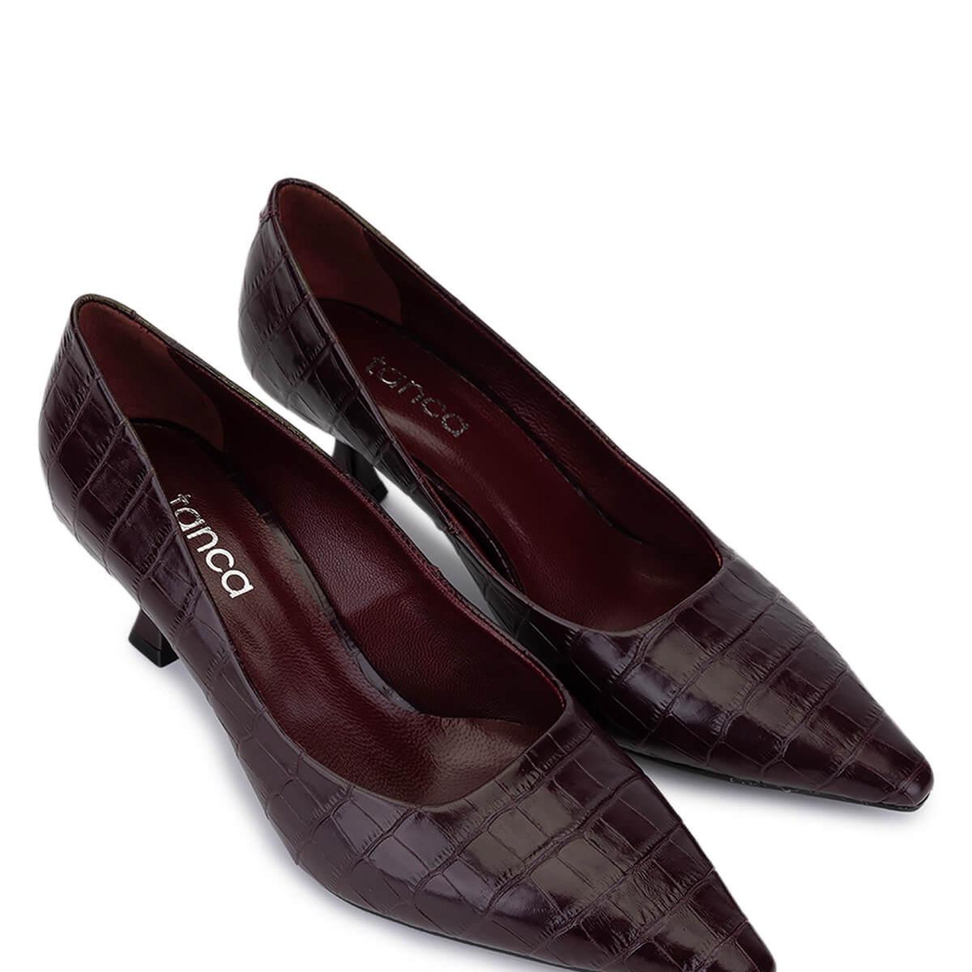 Tamer Tanca Kadın Hakiki Deri Bordo Topuklu Ayakkabı