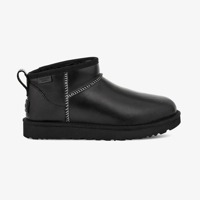  UGG Classic Ultra Mini Lthr Regen Kadın Siyah Bot