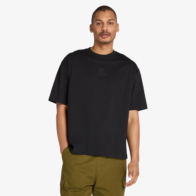  Timberland Hampthon Tonal Stack Logo Erkek Siyah T-Shirt