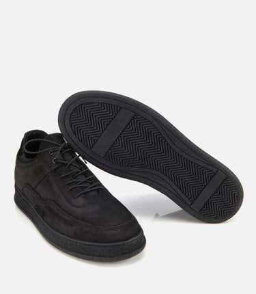  Erkek Nubuk Deri Siyah Rahat Tabanlı Spor Ayakkabı