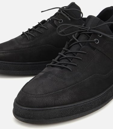  Erkek Nubuk Deri Siyah Rahat Tabanlı Spor Ayakkabı