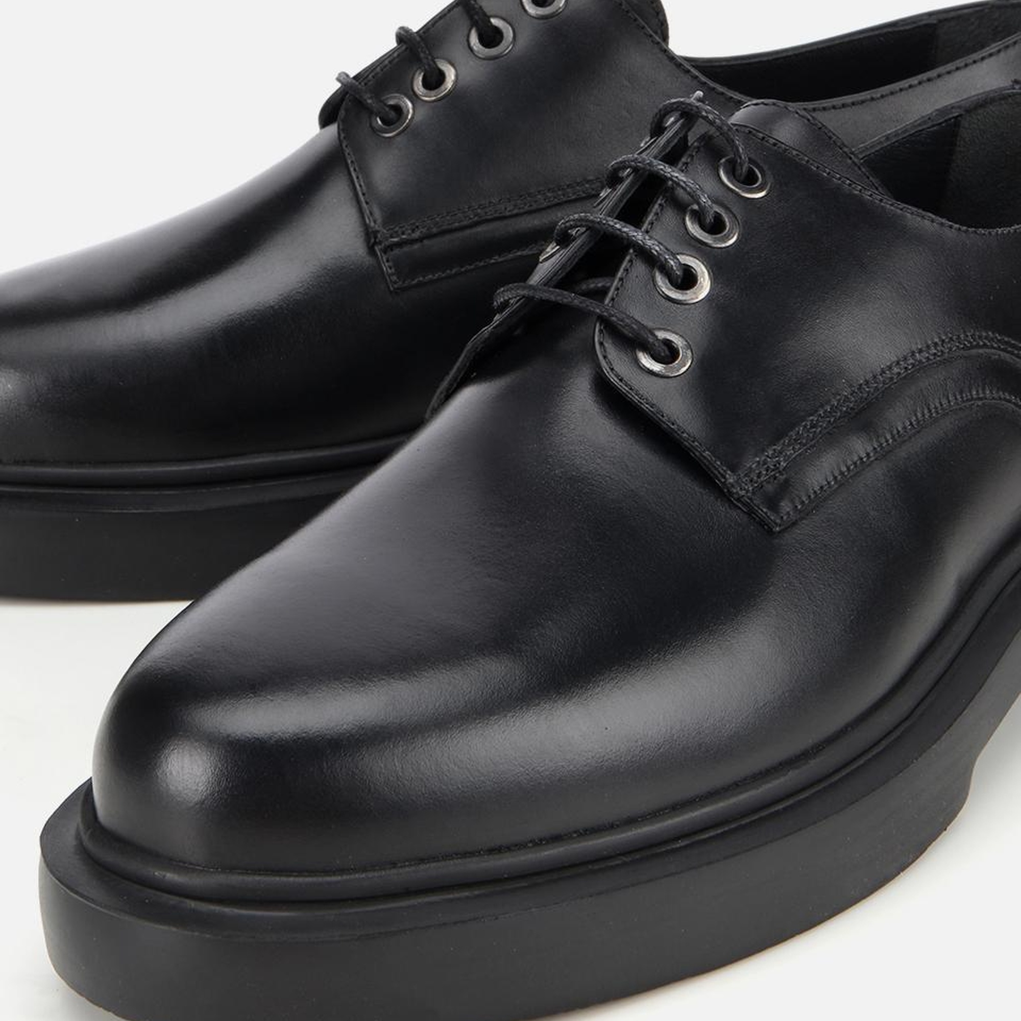 Erkek Deri Siyah Bağcıklı Günlük Ayakkabı