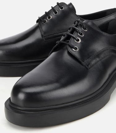  Erkek Deri Siyah Bağcıklı Günlük Ayakkabı