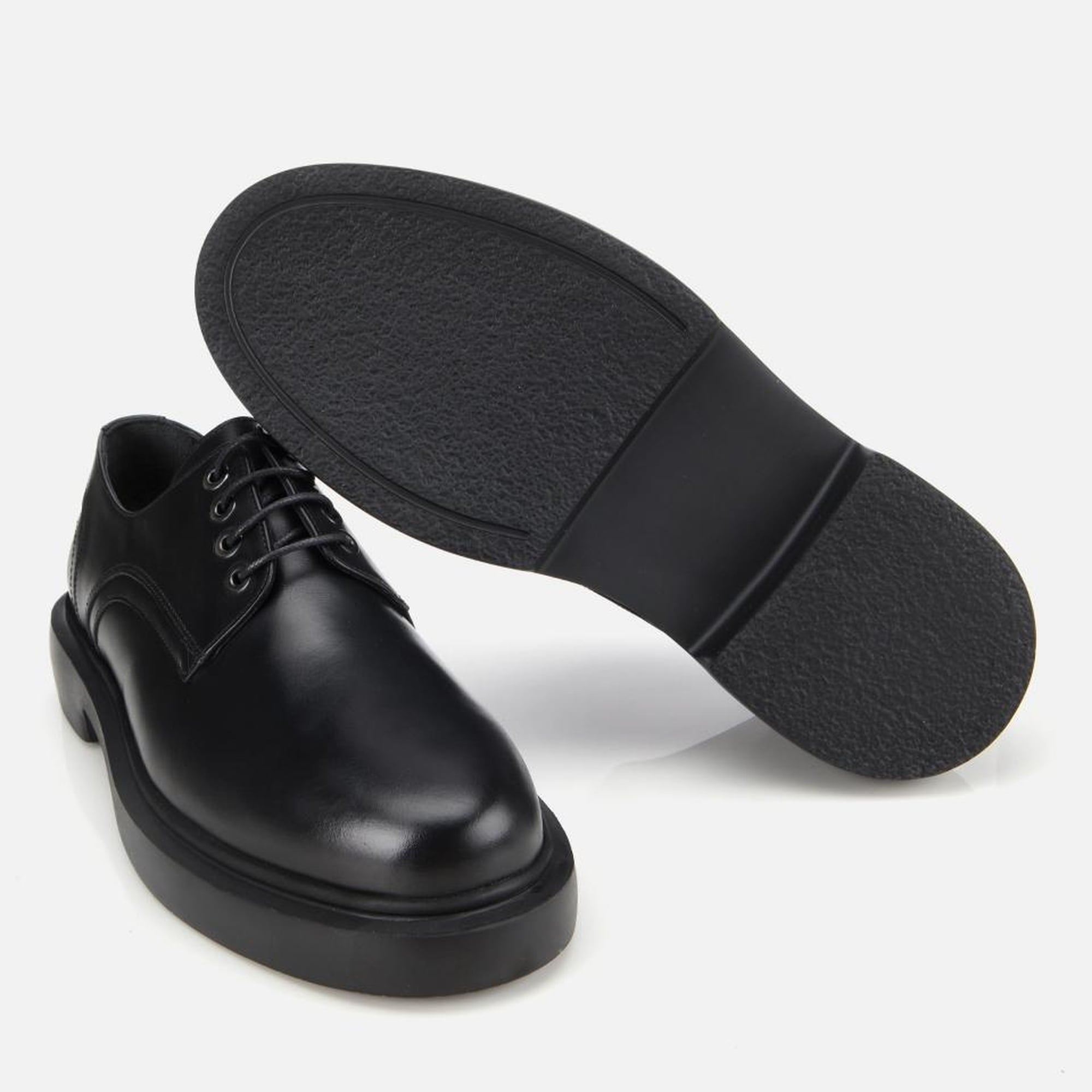 Erkek Deri Siyah Bağcıklı Günlük Ayakkabı