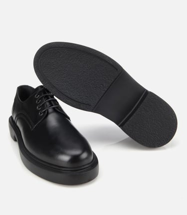  Erkek Deri Siyah Bağcıklı Günlük Ayakkabı