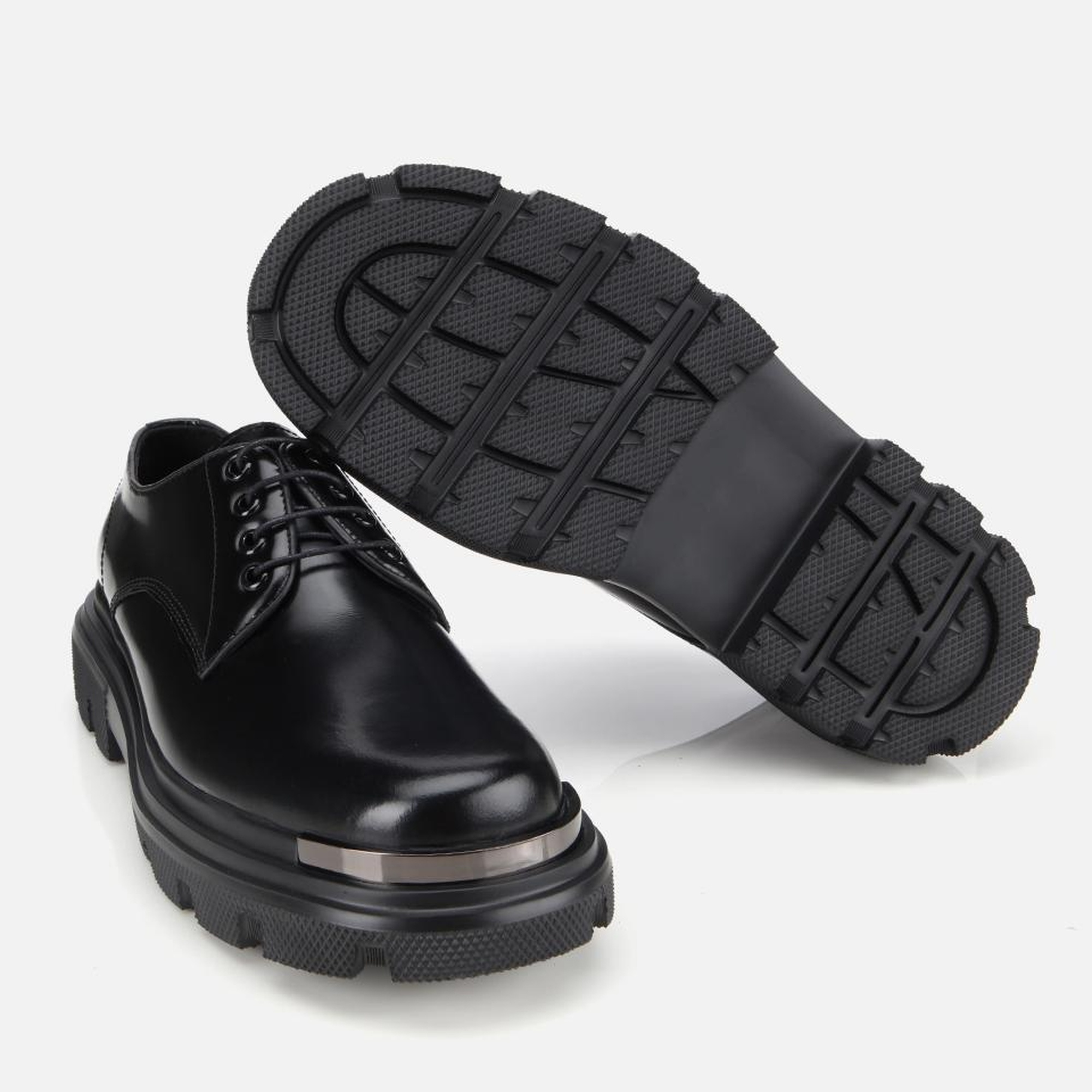 Erkek Açma Deri Siyah Yüksek Tabanlı Günlük Ayakkabı