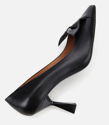  Kadın Deri Siyah Fiyonk Detaylı İnce Topuklu Stiletto