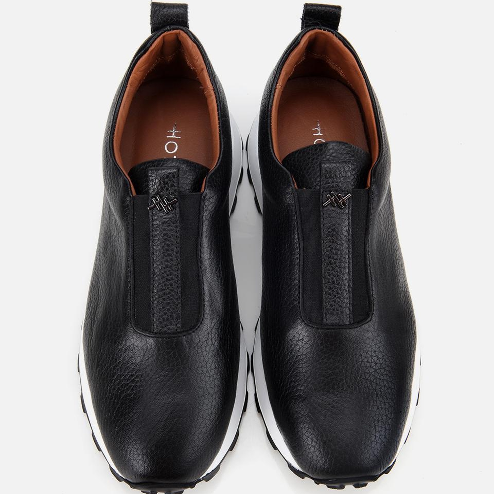 Kadın Deri Siyah Lastik Detaylı Spor Ayakkabı