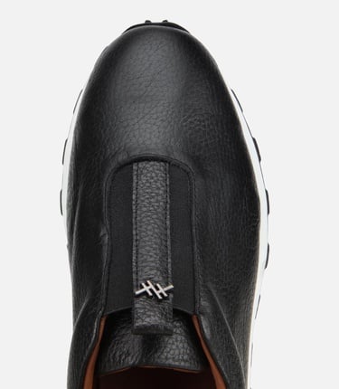  Kadın Deri Siyah Lastik Detaylı Spor Ayakkabı