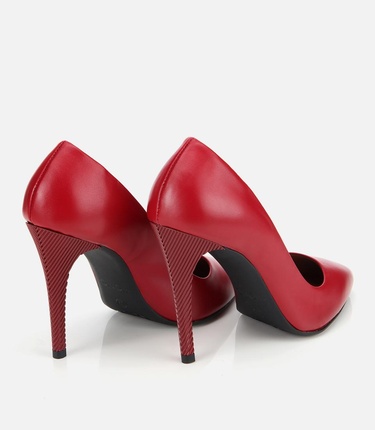  Kadın Deri Kırmızı Yüksek Topuklu Stiletto