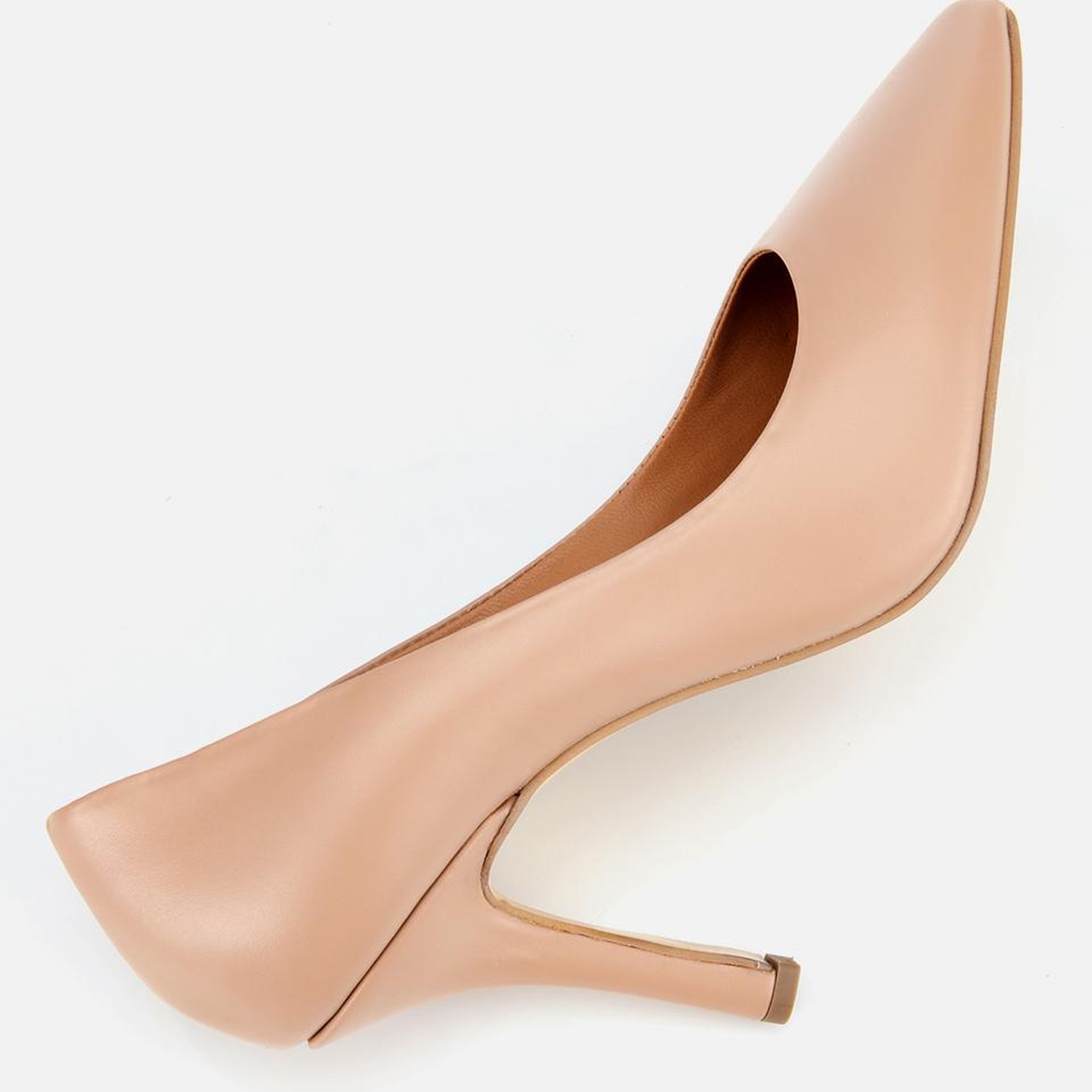 Kadın Deri Bej Yüksek Topuklu Stiletto