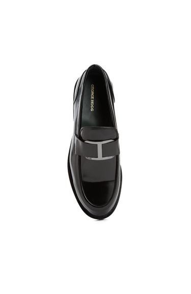  George Hogg Erkek Siyah Deri Loafer