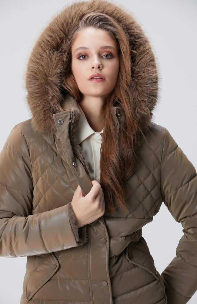  Network Kadın Koyu Bej Çift Taraflı Mont