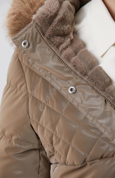  Network Kadın Koyu Bej Çift Taraflı Mont