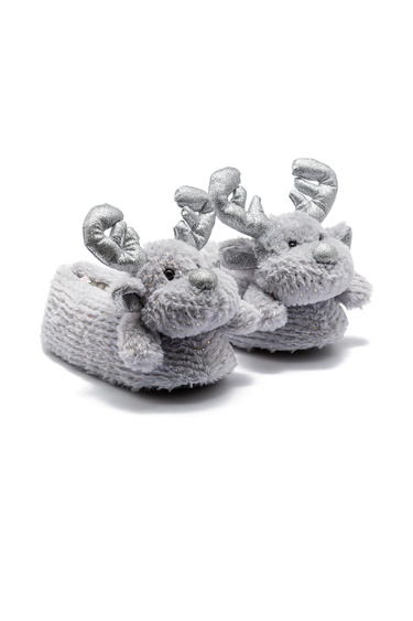  Geyik Star Kadın, Garson Boy Hayvanlı Panduf Gri 36/41