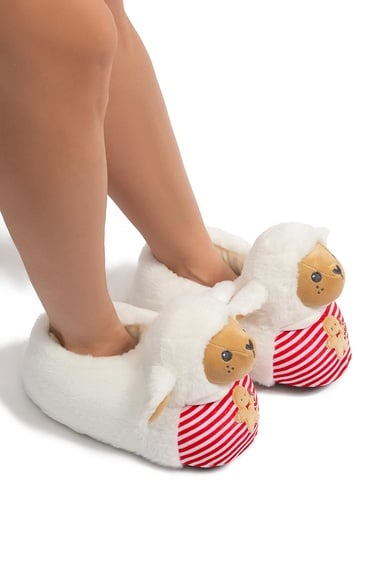  Kuzu Kadın Hayvanlı Panduf Beyaz 36/41