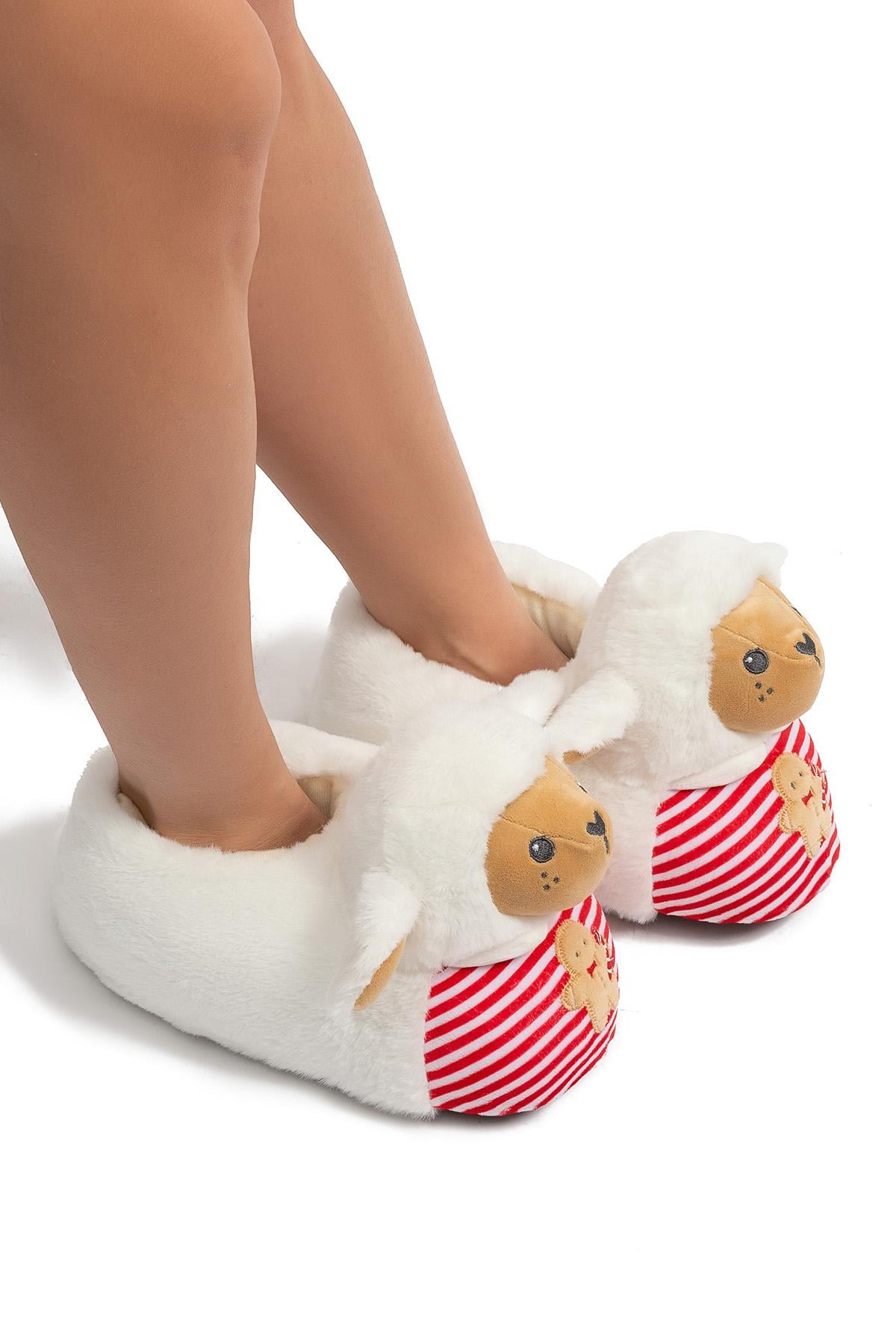  Kuzu Kadın Hayvanlı Panduf Beyaz 36/41