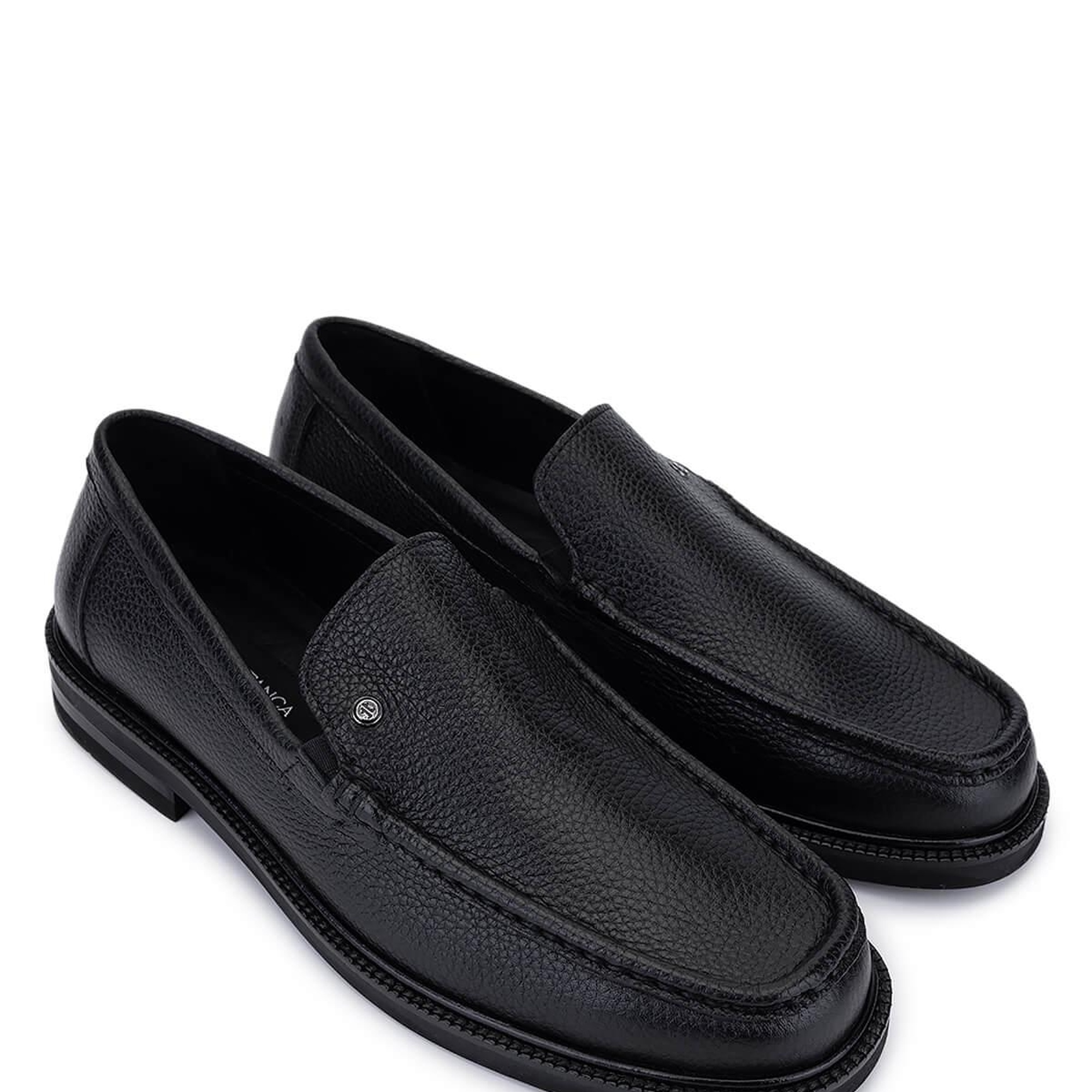 Tamer Tanca Erkek Hakiki Deri Siyah Floter Loafer Ayakkabı