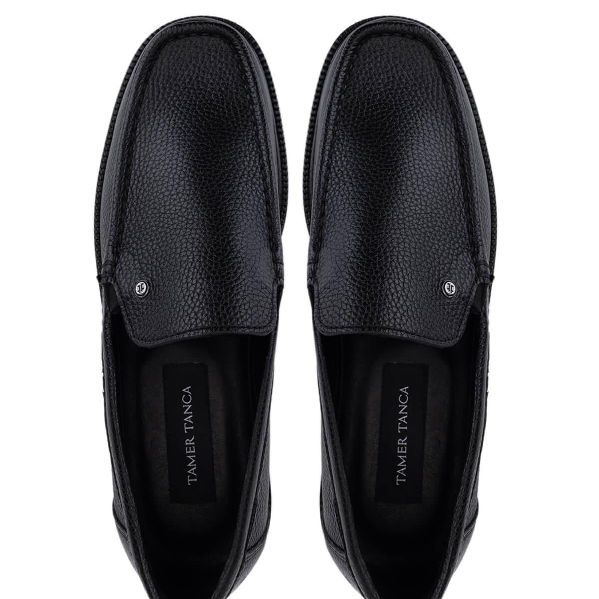 Tamer Tanca Erkek Hakiki Deri Siyah Floter Loafer Ayakkabı