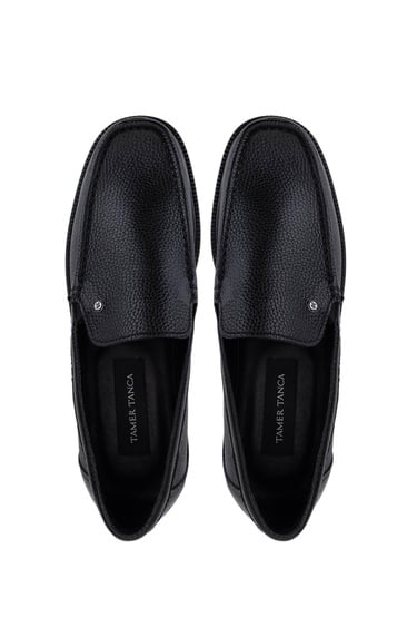  Tamer Tanca Erkek Hakiki Deri Siyah Floter Loafer Ayakkabı