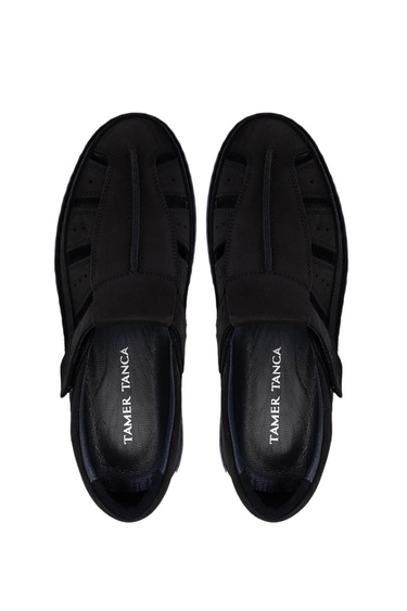  Tamer Tanca Erkek Hakiki Deri Siyah Nubuk Casual Ayakkabı