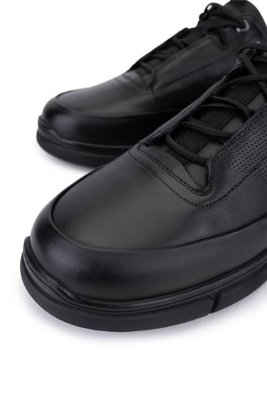  Tamer Tanca Erkek Hakiki Deri Siyah Deri Casual Ayakkabı