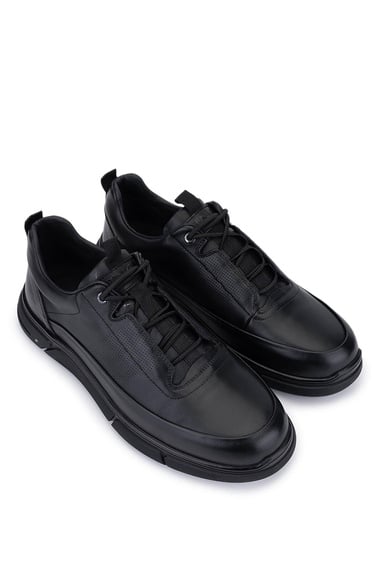 Tamer Tanca Erkek Hakiki Deri Siyah Deri Casual Ayakkabı