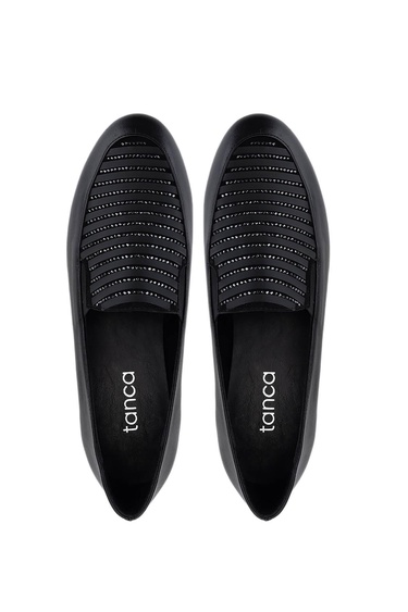  Tamer Tanca Kadın Hakiki Deri Siyah Loafer Ayakkabı