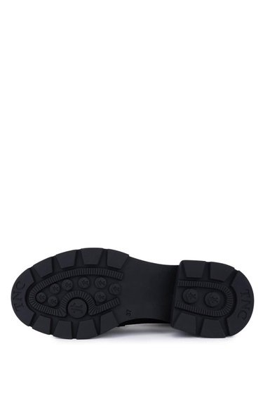  Tamer Tanca Kadın Hakiki Deri Siyah Jumbo Loafer Ayakkabı