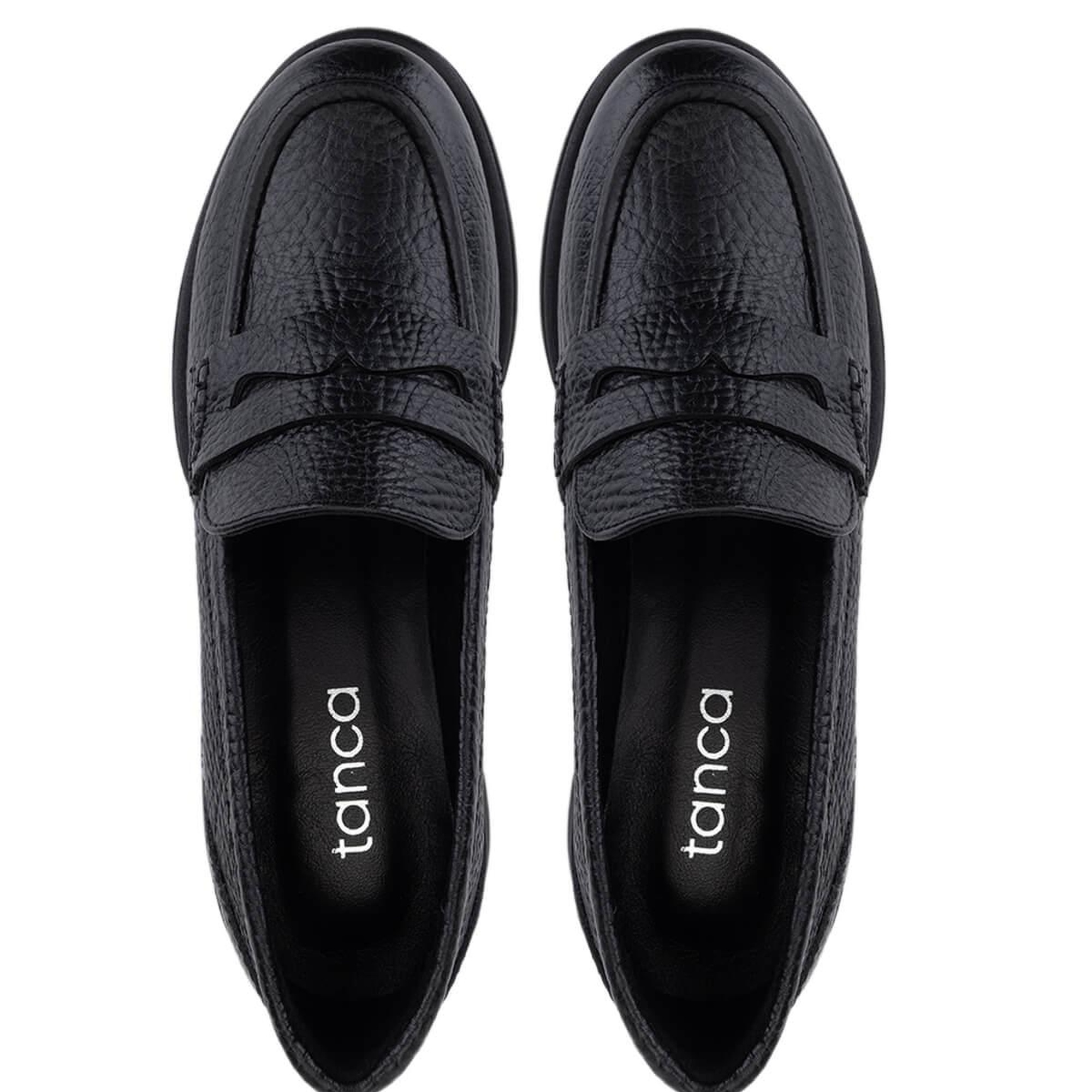 Tamer Tanca Kadın Hakiki Deri Siyah Jumbo Loafer Ayakkabı