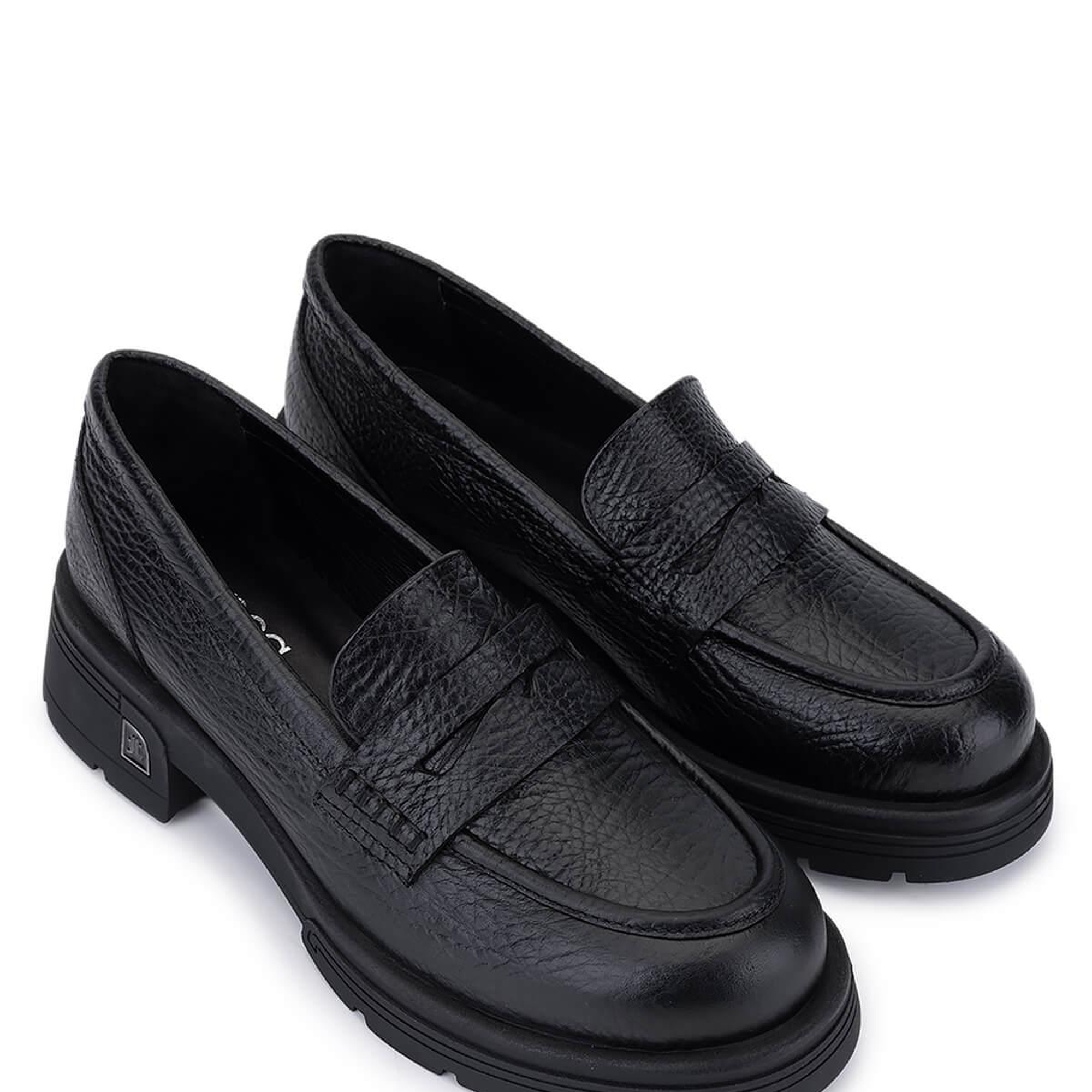 Tamer Tanca Kadın Hakiki Deri Siyah Jumbo Loafer Ayakkabı