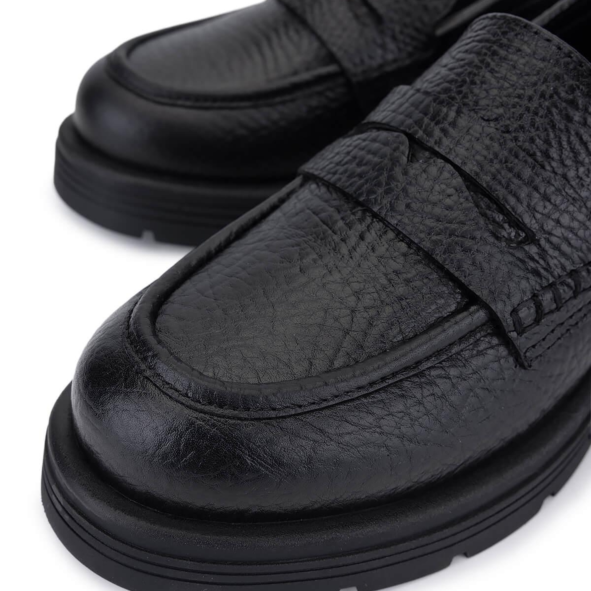 Tamer Tanca Kadın Hakiki Deri Siyah Jumbo Loafer Ayakkabı