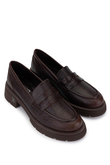  Tamer Tanca Kadın Hakiki Deri Kahverengi Loafer Ayakkabı