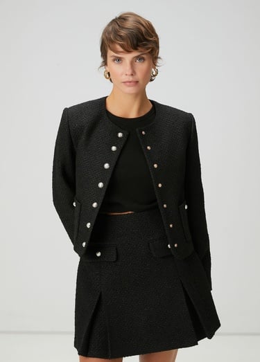  Beymen Club Kadın Siyah Tweed Ceket