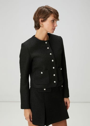  Beymen Club Kadın Siyah Tweed Ceket