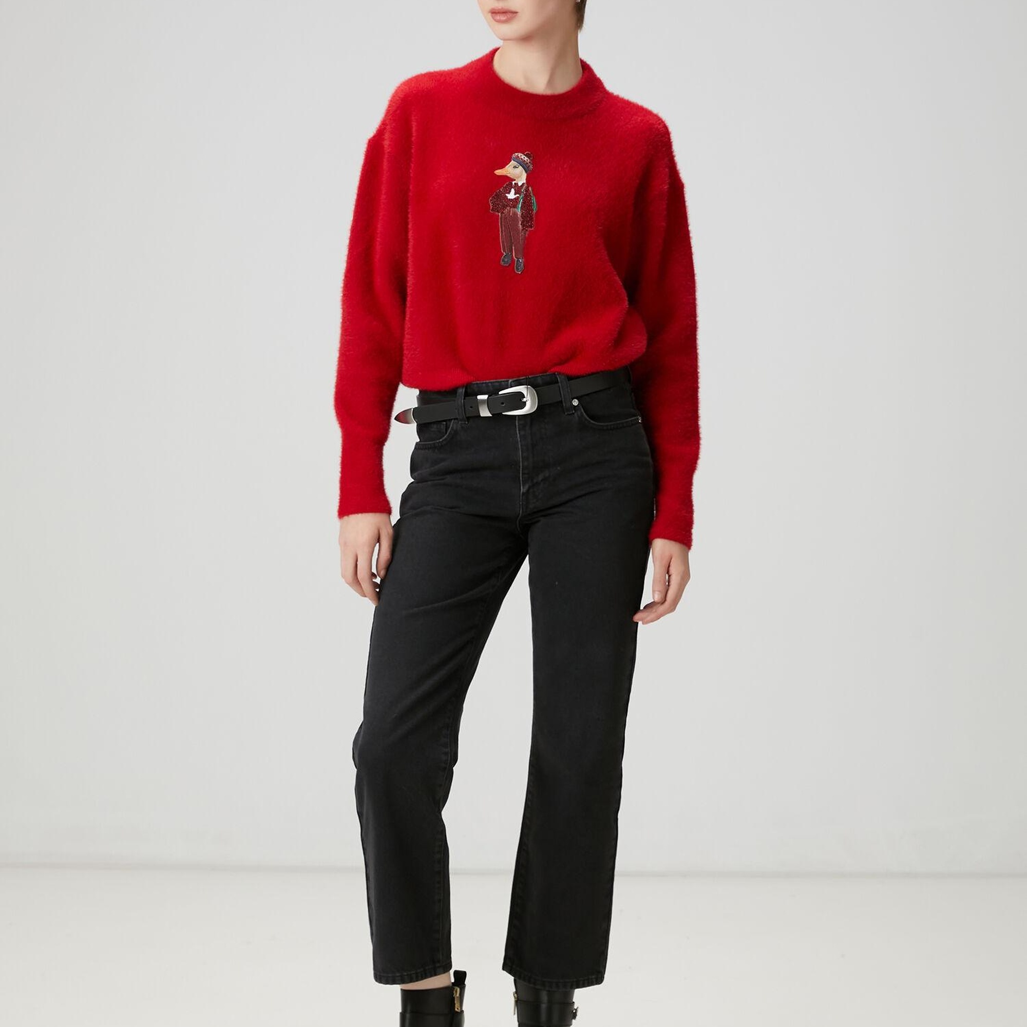 Beymen Club Kadın Kırmızı Ördek Nakışlı Kazak