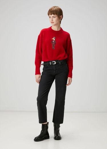  Beymen Club Kadın Kırmızı Ördek Nakışlı Kazak