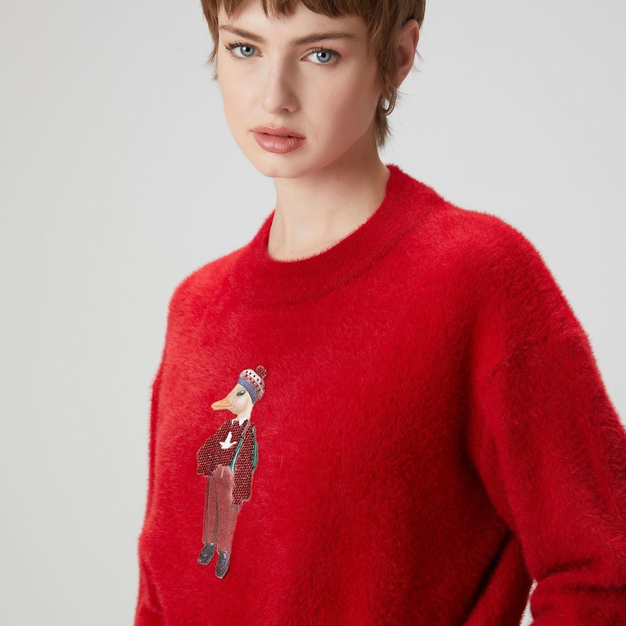 Beymen Club Kadın Kırmızı Ördek Nakışlı Kazak