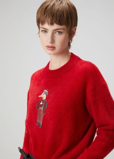  Beymen Club Kadın Kırmızı Ördek Nakışlı Kazak