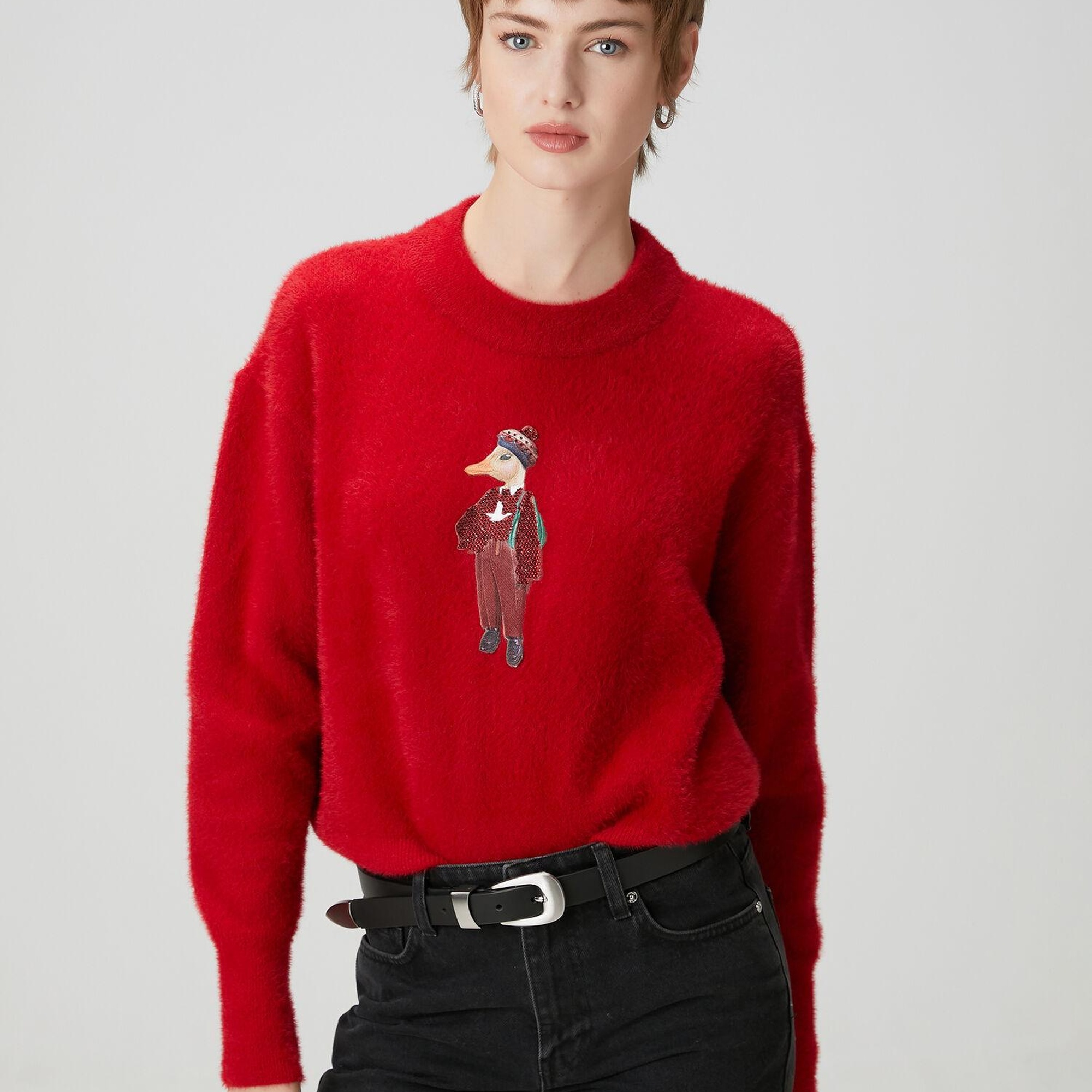 Beymen Club Kadın Kırmızı Ördek Nakışlı Kazak