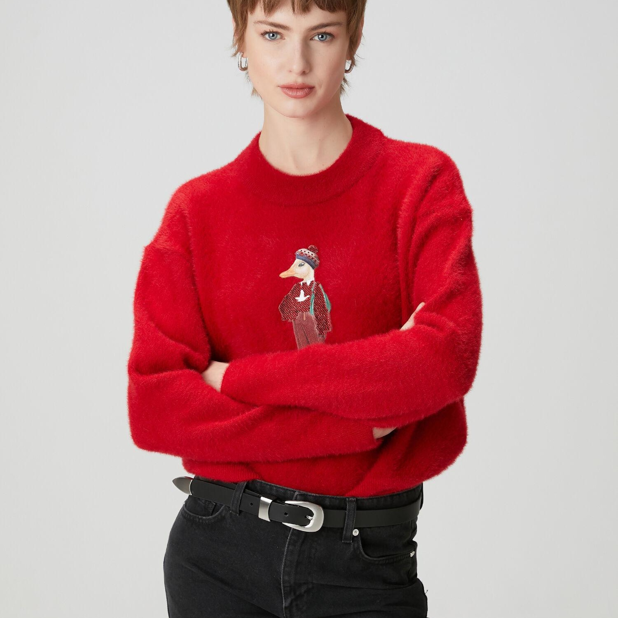 Beymen Club Kadın Kırmızı Ördek Nakışlı Kazak