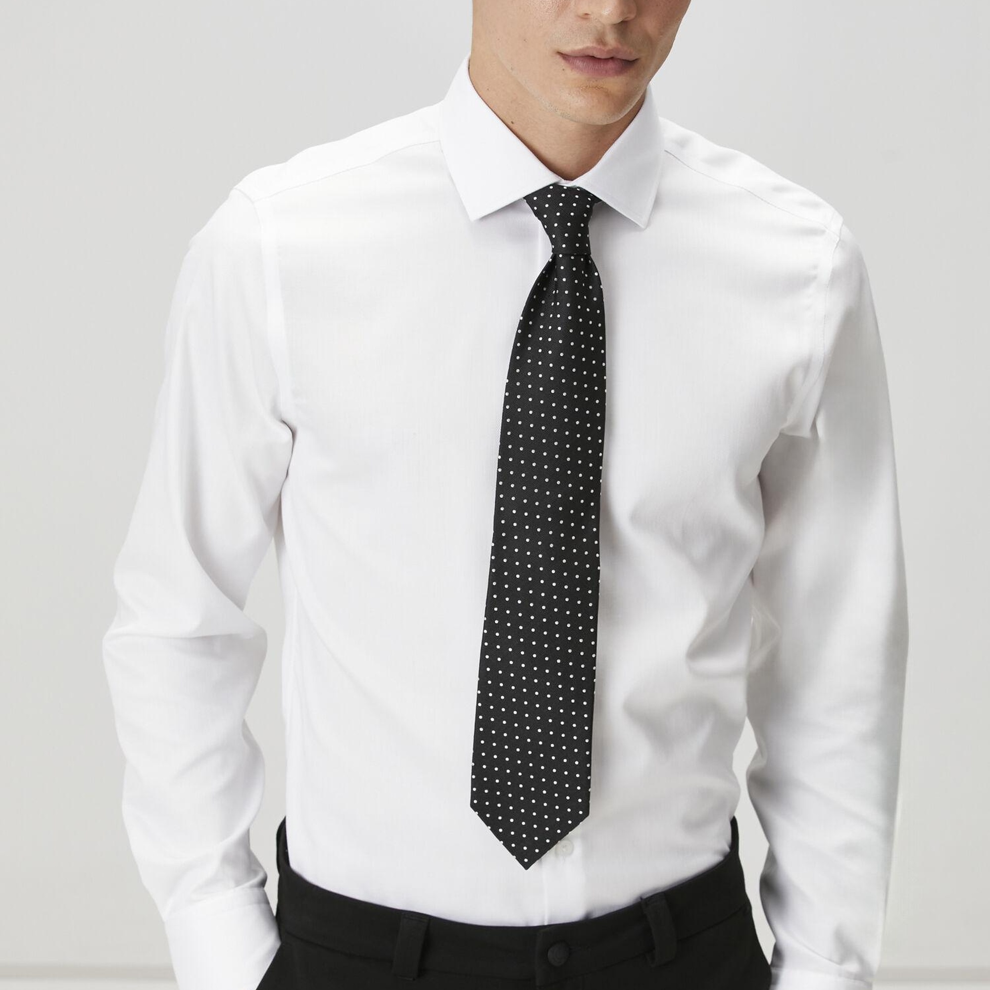 Beymen Club Erkek Slim Fit Beyaz Armürlü Non-iron Gömlek