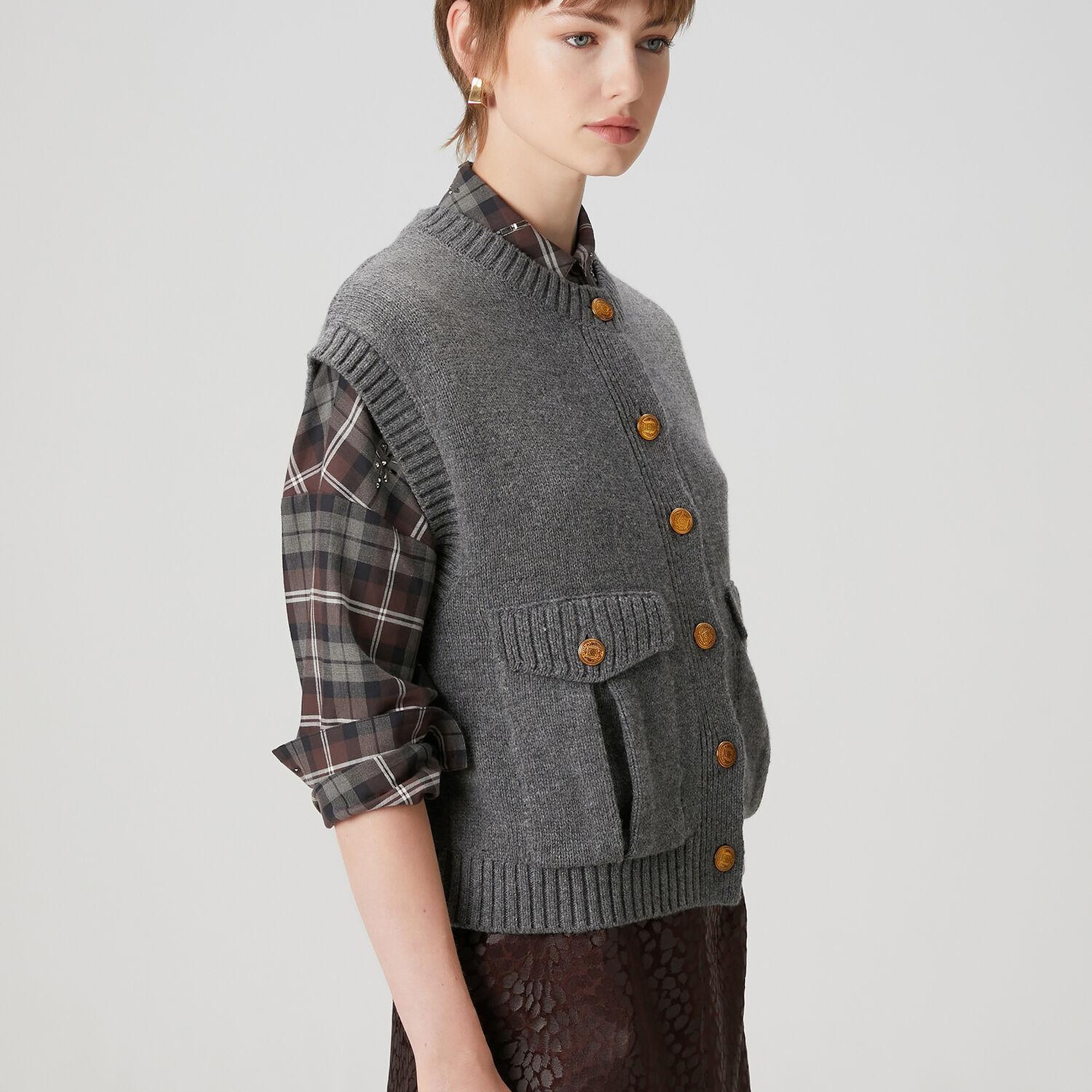 Beymen Club Kadın Gri Melanj Triko Yelek