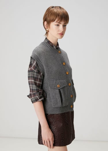  Beymen Club Kadın Gri Melanj Triko Yelek