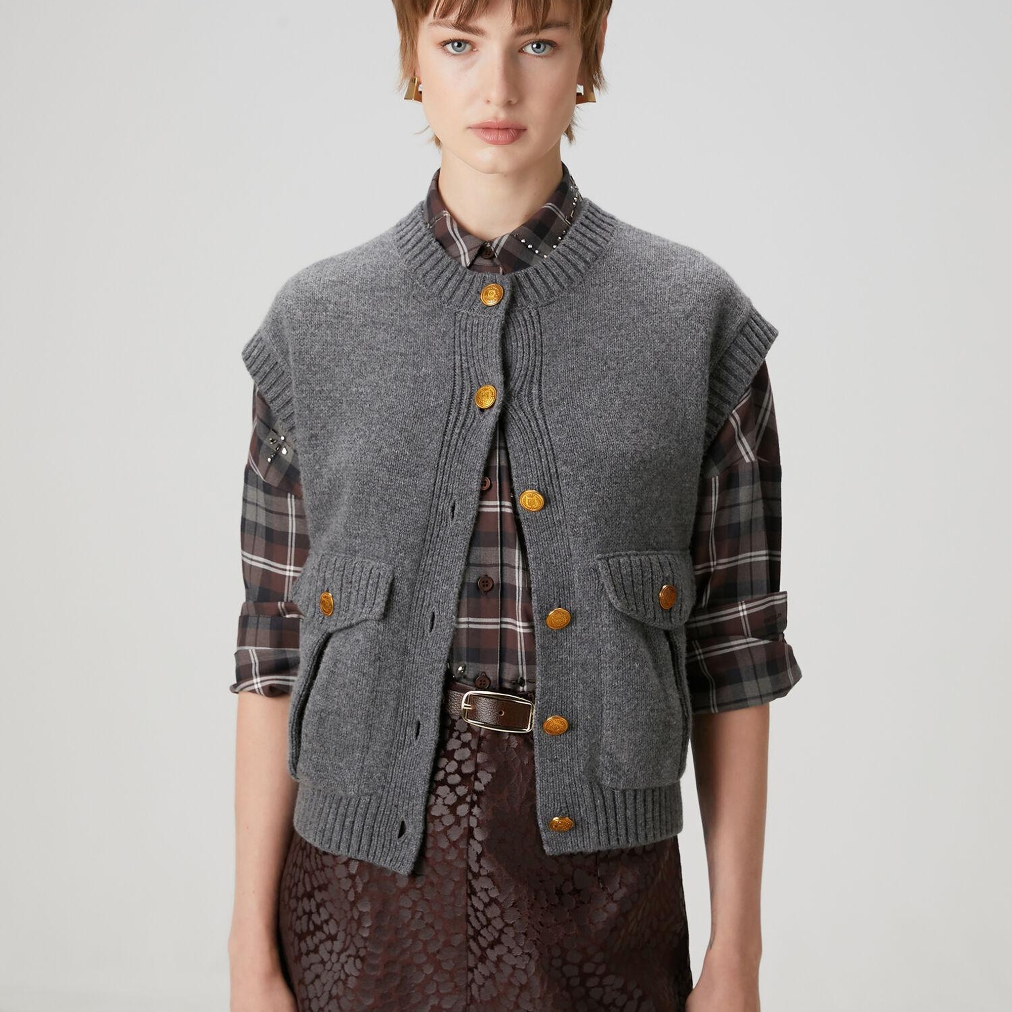 Beymen Club Kadın Gri Melanj Triko Yelek