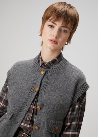  Beymen Club Kadın Gri Melanj Triko Yelek