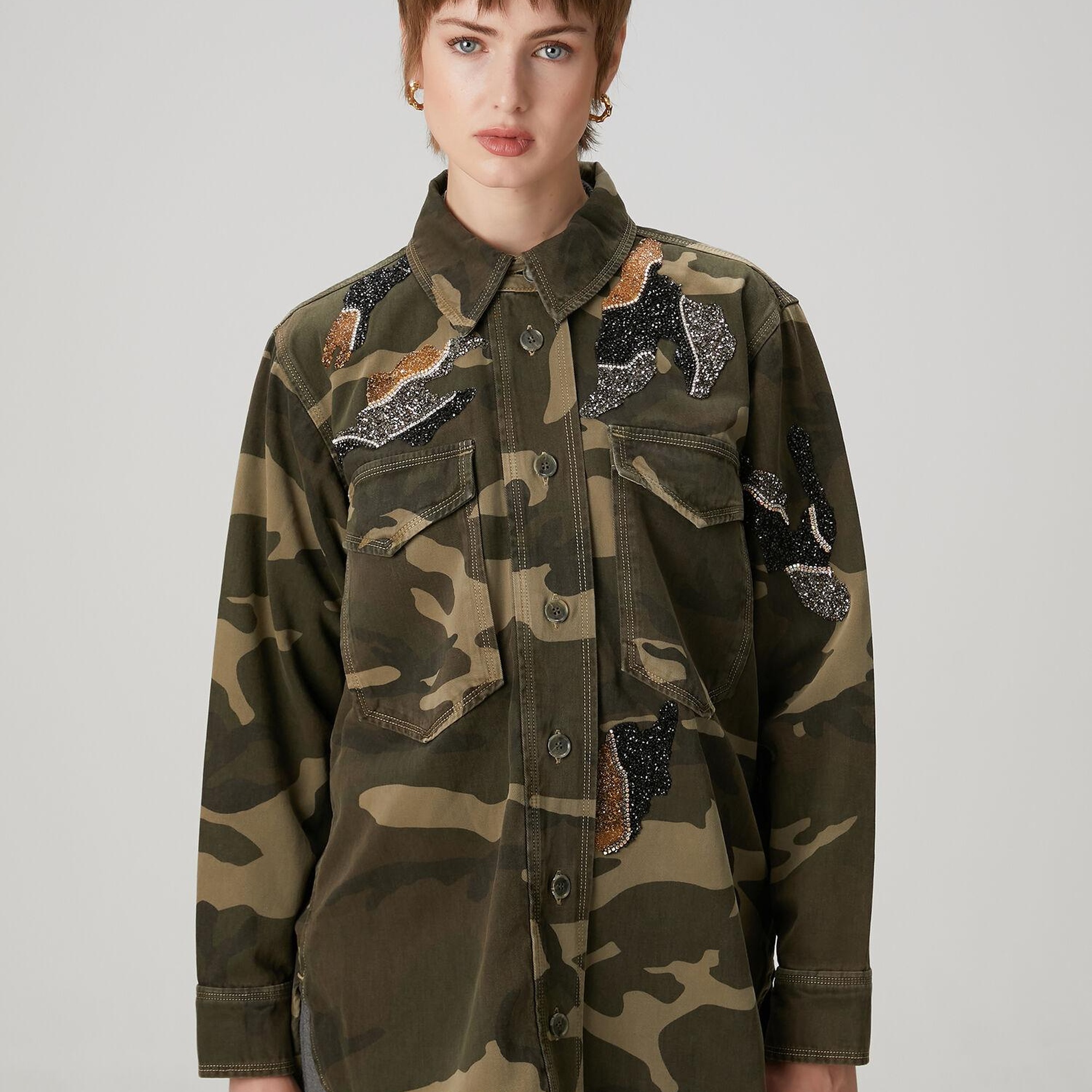 Beymen Club Kadın Kamuflaj Desenli Denim Ceket