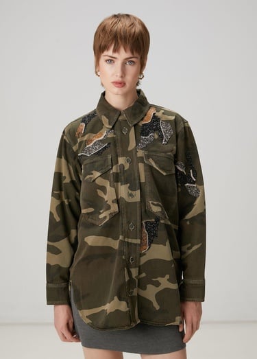  Beymen Club Kadın Kamuflaj Desenli Denim Ceket