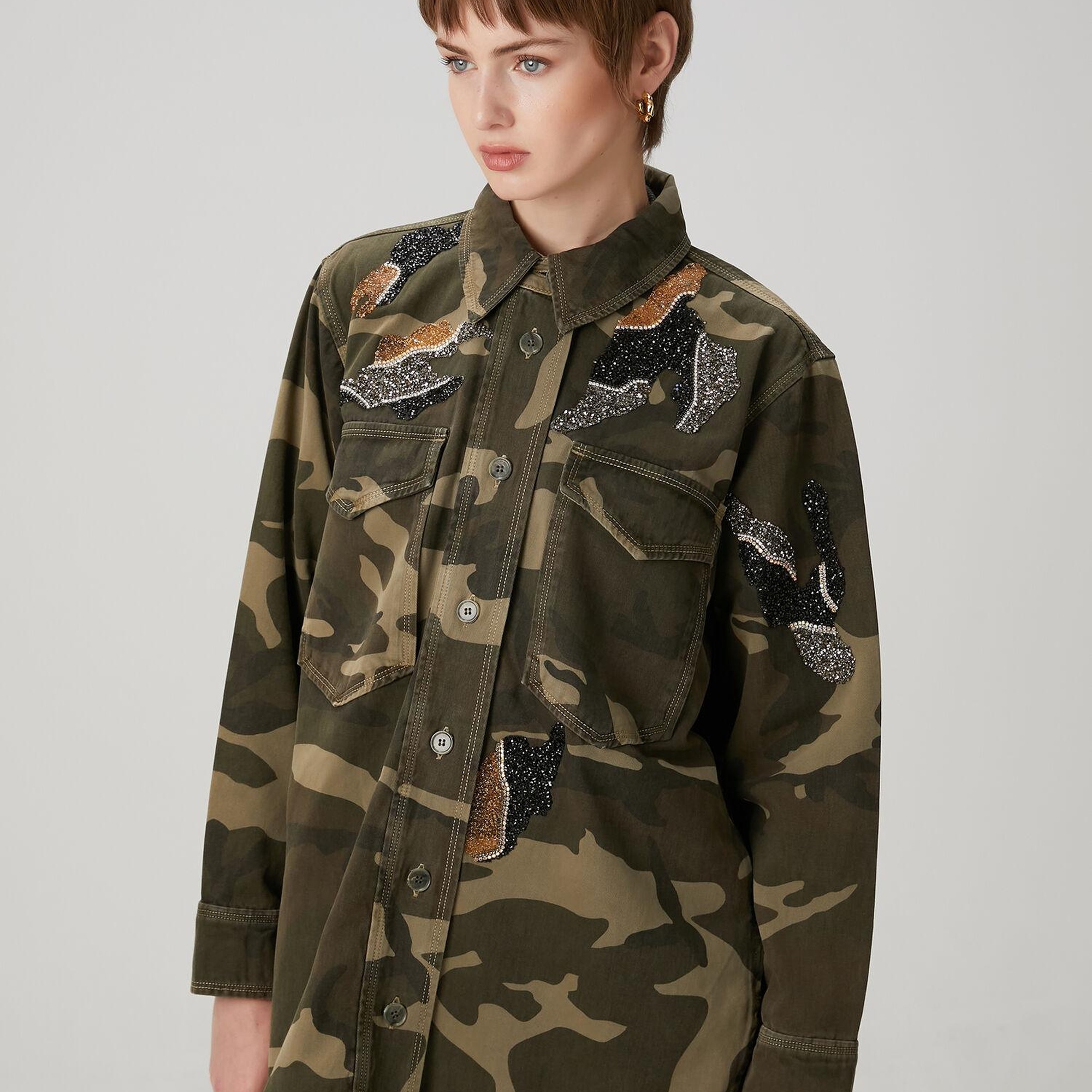 Beymen Club Kadın Kamuflaj Desenli Denim Ceket